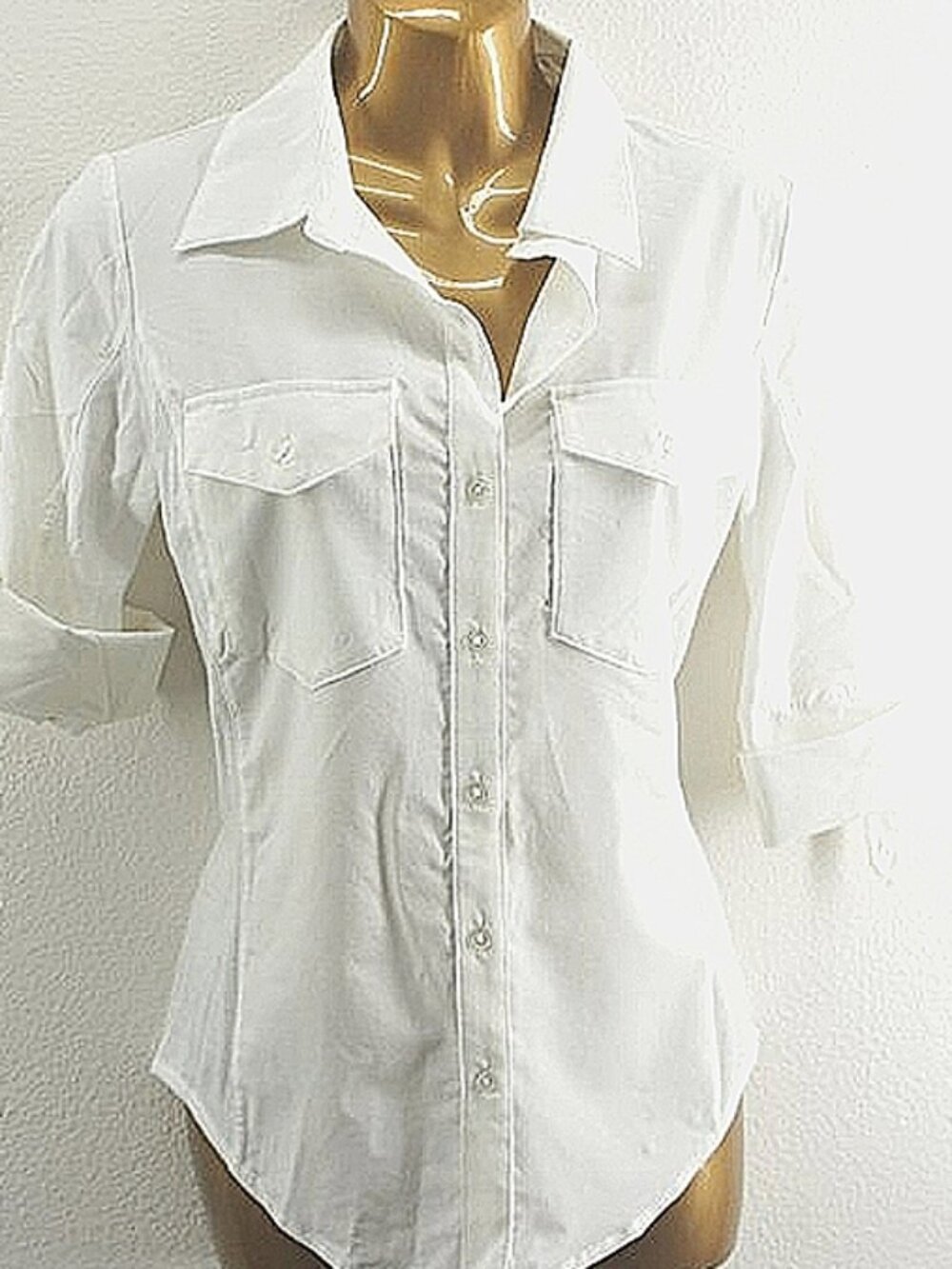 Lucy Activewear White Tab Sleeve Blouse size S
